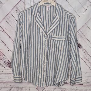 Victoria's Secret Striped Buttoned Down Pj Shirt